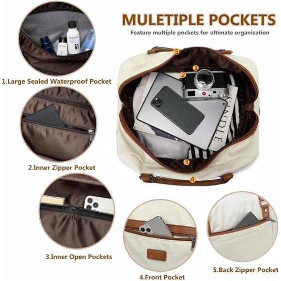 4PCS Weekender Bags for Women Large Overnight Bag Weekend Travel Duffel Bag - Picture 4 of 7